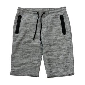 Guess Mens Space Dye Heather Grey Sweat Shorts Zip Pockets Small Sporty